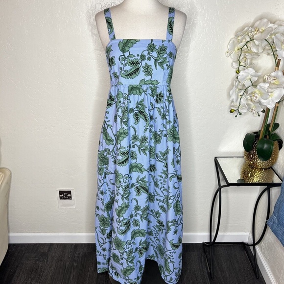 Zara Dresses & Skirts - Zara Women's Blue Green Floral Print Midi Summer Dress Size EUR/USA Small